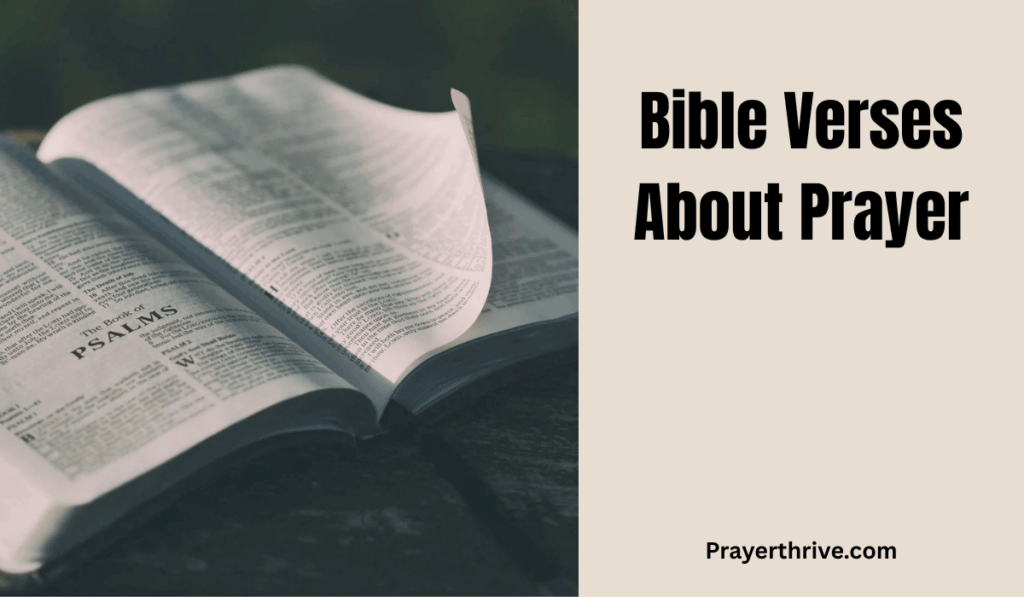 A peaceful person praying with an open Bible beside them, symbolizing hope, reflection, and strength through bible verses about prayer.
