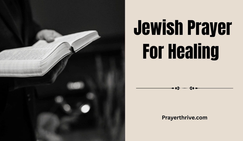 Person holding a prayer book with hands lifted in faith during a Jewish prayer for healing.