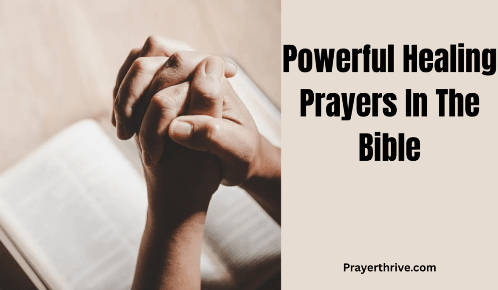 A believer reading scripture with hands folded in prayer, reflecting on Powerful Healing Prayers In The Bible for strength and comfort.