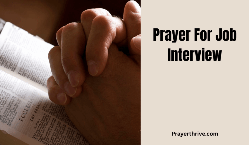 A young man sits quietly with folded hands, seeking God’s peace and strength before his big day, reflecting the theme of prayer for job interview.