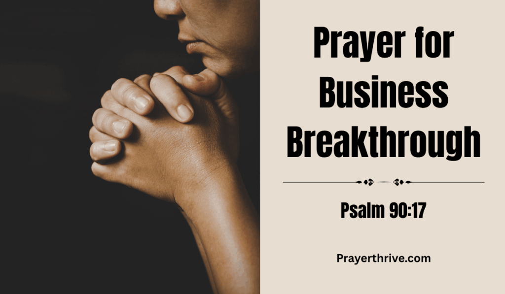 A business owner praying over their work desk, asking God for wisdom and favor, reflecting a prayer for business breakthrough.