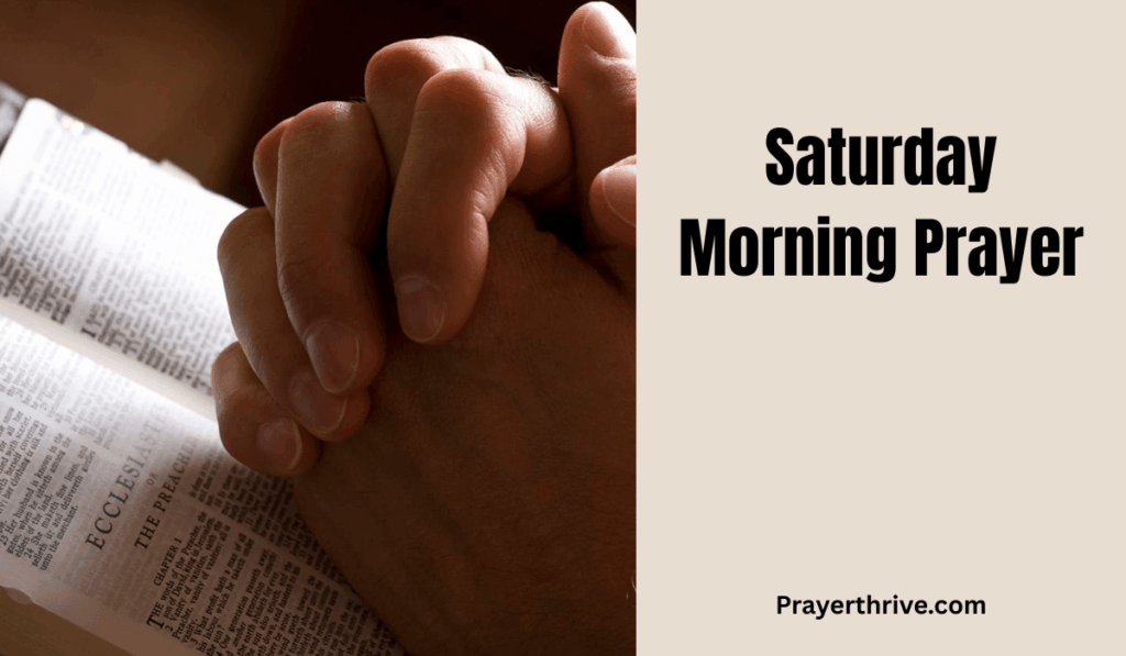 A peaceful scene of someone holding an open Bible by the window with sunlight streaming in, symbolizing quiet reflection during a Saturday morning prayer.