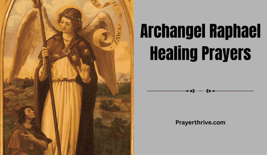 A serene image of Archangel Raphael surrounded by light, extending his hand in healing grace—symbolizing the peace and renewal found through Archangel Raphael Healing Prayers.