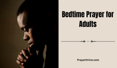 An adult kneeling in prayer beside the bed at night, reflecting the peaceful moment of a bedtime prayer for adults.