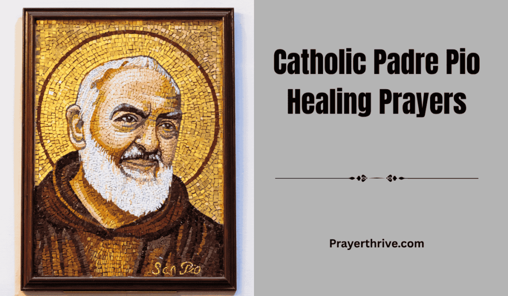 A serene image of Saint Padre Pio praying before a crucifix, symbolizing faith, healing, and divine mercy — inspired by Catholic Padre Pio Healing Prayers.