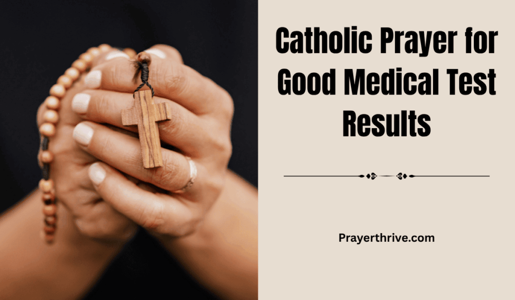 A person praying quietly in a hospital chapel, hands clasped, surrounded by soft candlelight — reflecting the peace of trusting God through a Catholic Prayer for Good Medical Test Results.
