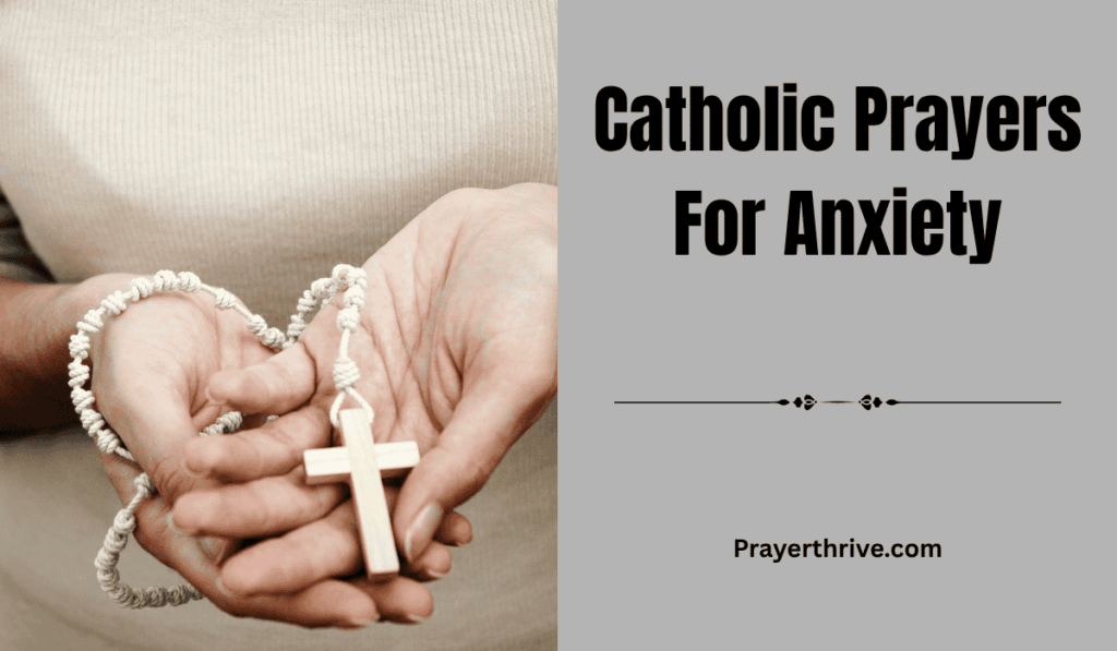 A woman holding a rosary while praying quietly by candlelight, finding peace through Catholic prayers for anxiety.