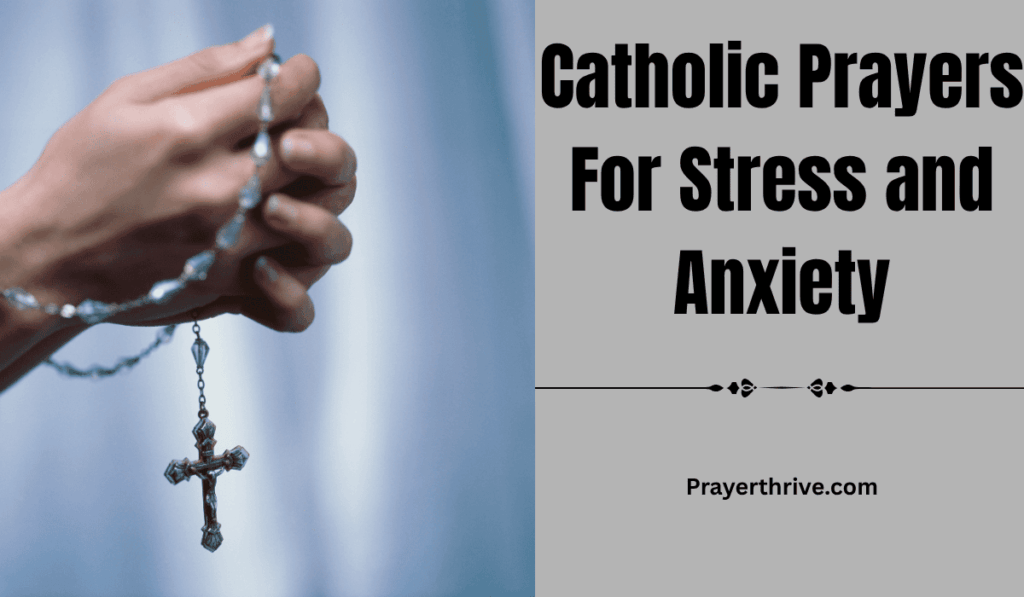 A peaceful person kneeling in quiet prayer before a candle-lit altar, finding comfort and calm through Catholic Prayers For Stress and Anxiety.