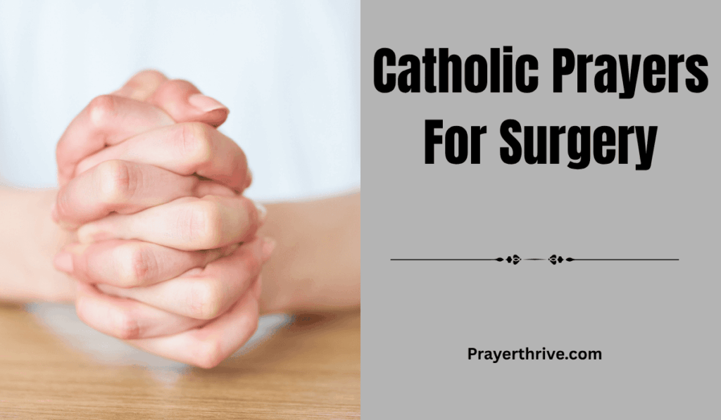 A person clasping their hands in prayer before surgery, surrounded by gentle light symbolizing God’s healing presence — reflecting faith and comfort in Catholic prayers for surgery.