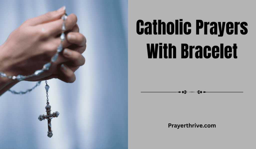 A hand gently holding a rosary bracelet during quiet prayer, symbolizing faith and devotion in Catholic prayers with bracelet.