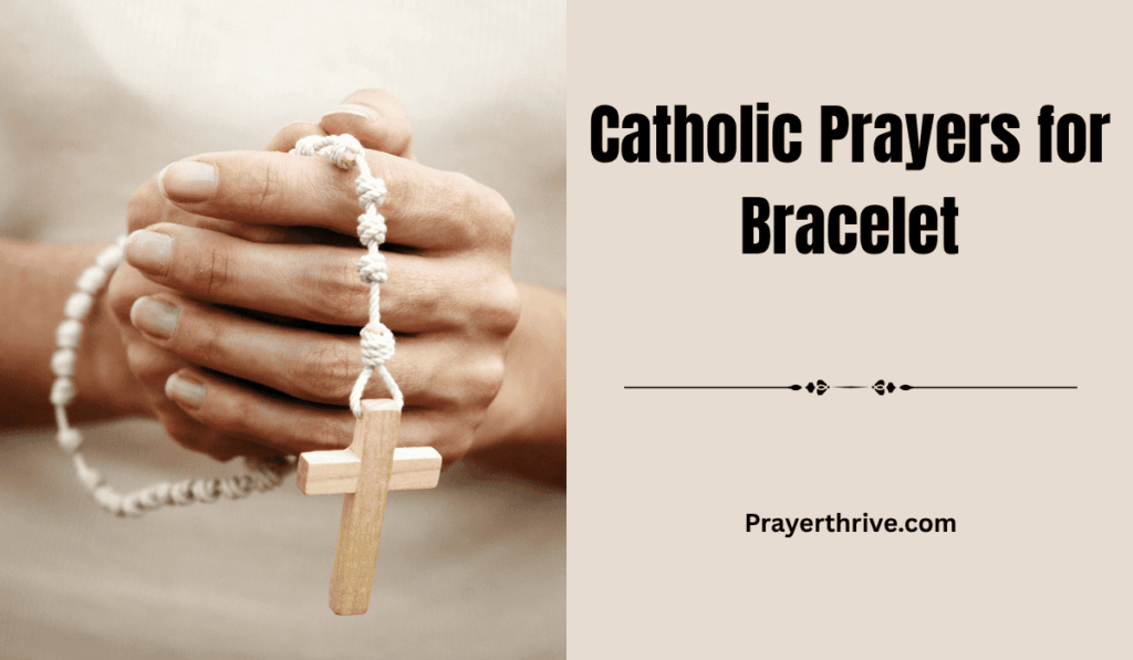 A person gently holding a rosary bracelet in prayer, surrounded by soft candlelight, symbolizing peace and faith in God through Catholic Prayers for Bracelet.