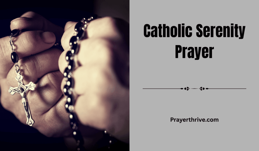 A peaceful image of a person praying beside a softly lit candle, symbolizing calm reflection and the grace of the Catholic Serenity Prayer.