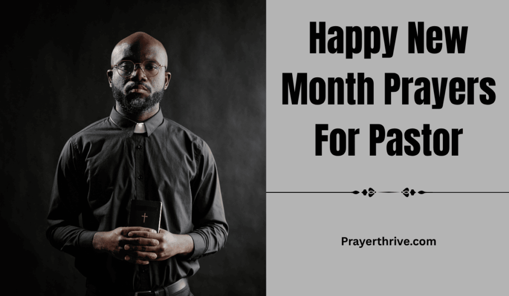 A pastor lifting his hands in worship surrounded by church members praying together, symbolizing gratitude and renewal — Happy New Month Prayers For Pastor.