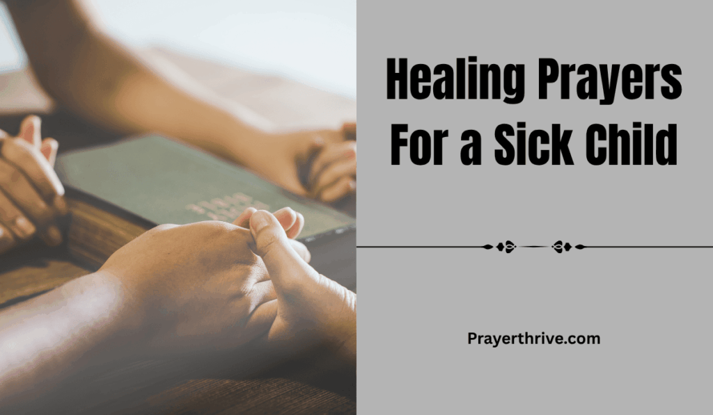 A loving parent holds their child’s hand in prayer beside a hospital bed, trusting God for healing. This moment captures the essence of Healing Prayers For a Sick Child.