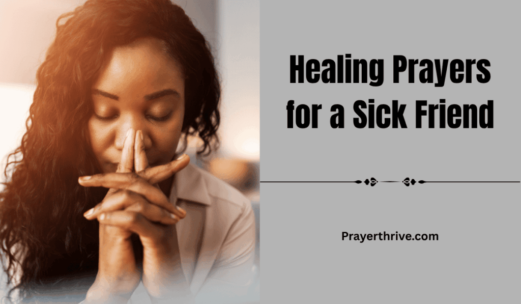A person sitting beside their friend in a softly lit hospital room, holding hands in prayer, symbolizing love and faith through Healing Prayers for a Sick Friend.