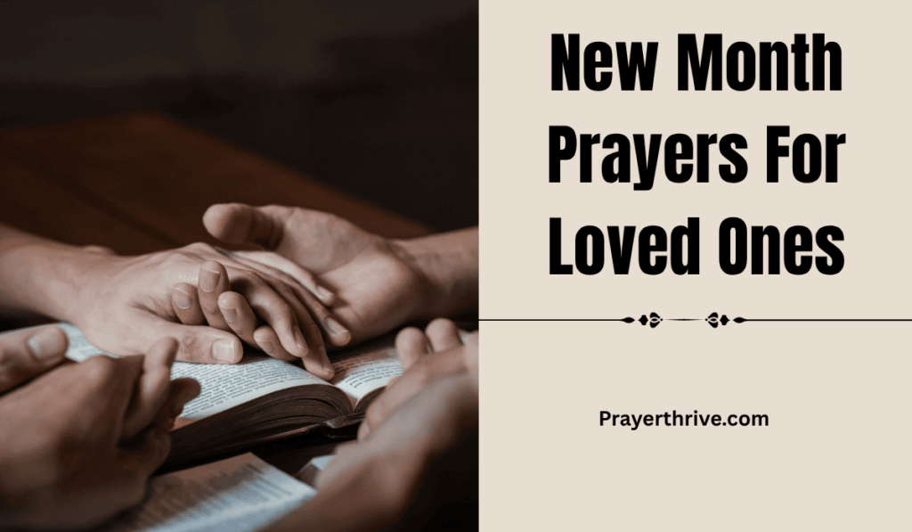 A family holding hands in prayer at sunrise, giving thanks to God for a new beginning together, symbolizing New Month Prayers For Loved Ones.