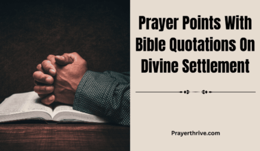 A believer praying with an open Bible, trusting God for divine settlement in every area of life, reflecting the theme of prayer points with Bible quotations on divine settlement.
