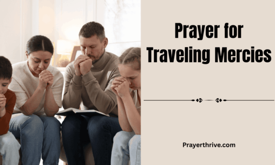A family praying together before a long road trip, seeking prayer for traveling mercies and God’s protection on their journey.