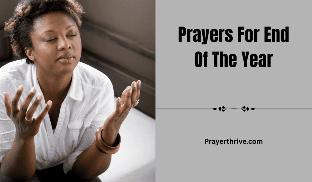A person kneeling in quiet reflection beside a window filled with warm sunset light, giving heartfelt prayers for end of the year with gratitude and hope.