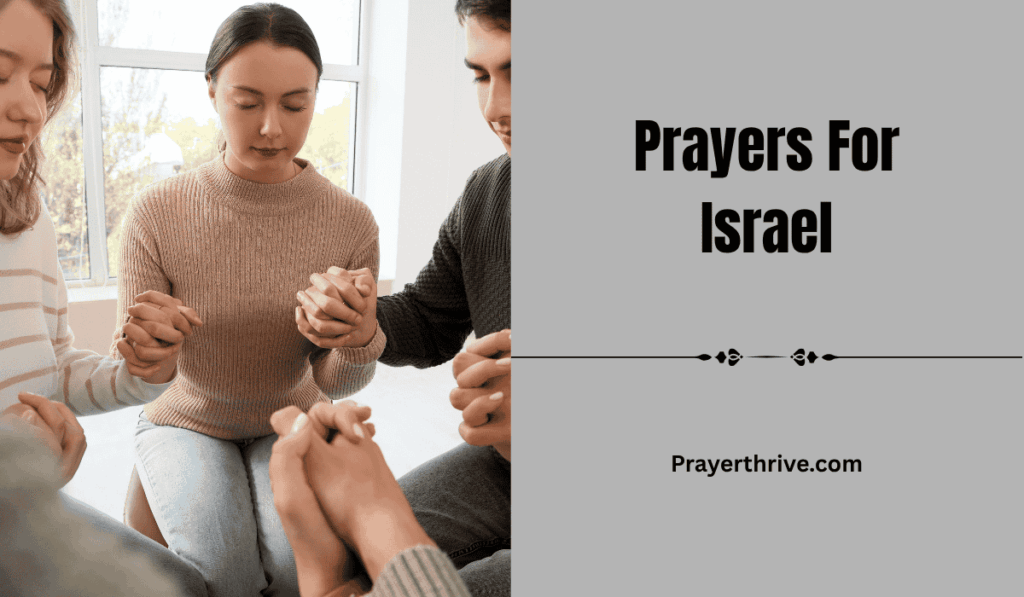 A group of believers standing together at sunset, hands lifted in prayer for peace and protection over Israel, reflecting the heart of Prayers For Israel.
