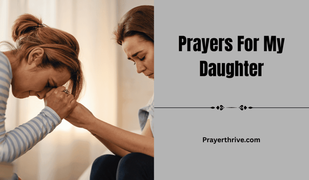 A mother gently holding her daughter’s hand while praying together at sunrise, symbolizing faith, love, and the power of Prayers For My Daughter.