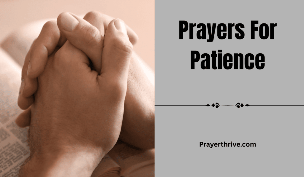 A calm believer sitting quietly in prayer by a window, hands clasped and sunlight streaming through — a serene moment reflecting prayers for patience.