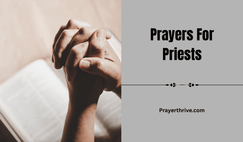 A priest kneeling in prayer with hands clasped, surrounded by the soft glow of candlelight, reflecting on the power of prayers for priests.