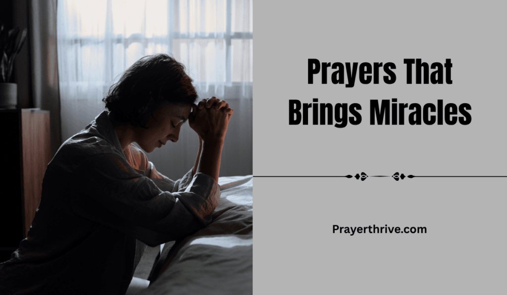 A person kneeling in quiet prayer under soft light, hands lifted in faith, believing in Prayers That Brings Miracles.