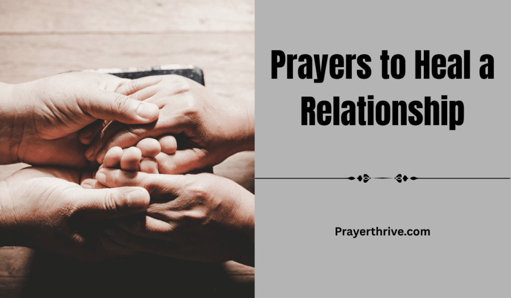 A couple holding hands in quiet prayer, seeking God’s presence and strength through heartfelt prayers to heal a relationship.
