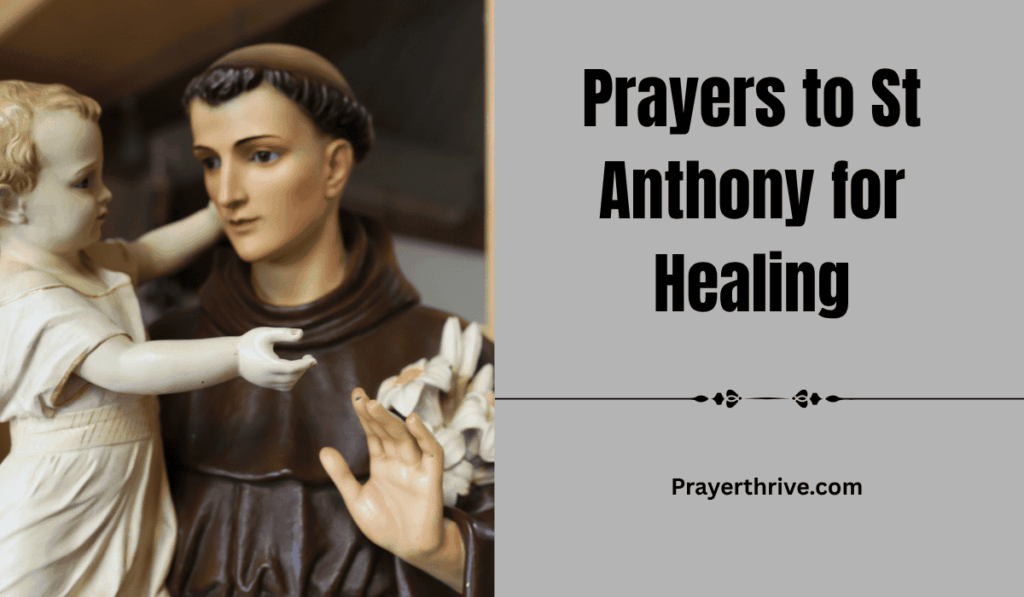 A serene image of St. Anthony holding the Child Jesus, surrounded by light — a peaceful reminder of divine mercy and healing grace through prayers to St Anthony for healing.