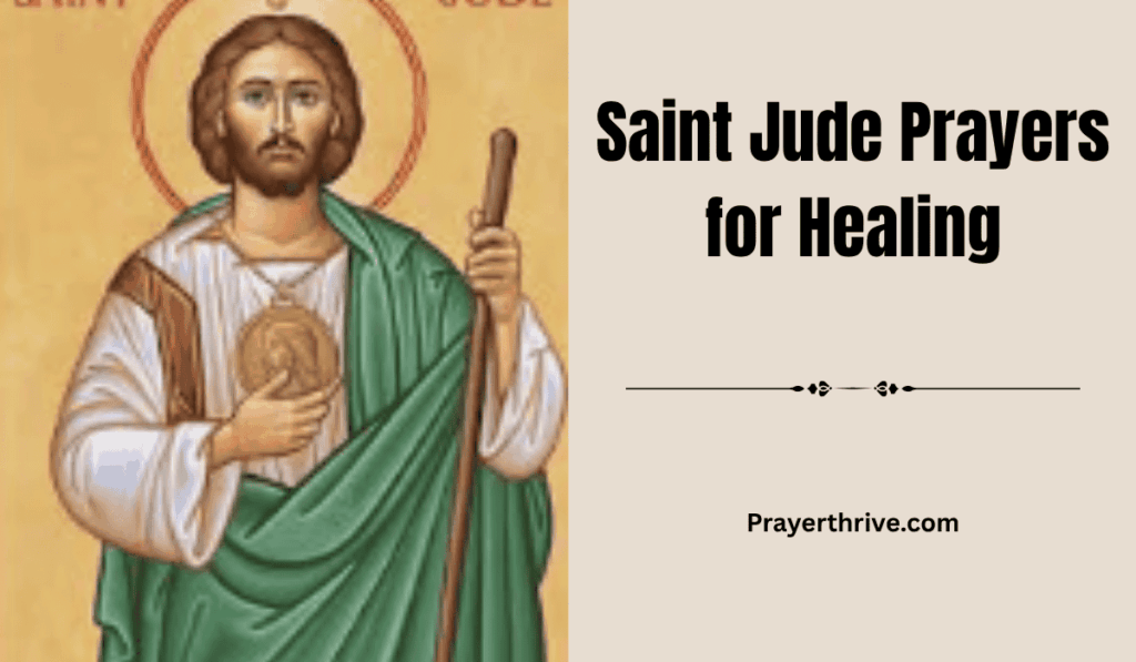 A serene image of Saint Jude surrounded by soft light, symbolizing divine comfort and strength through Saint Jude Prayers for Healing.