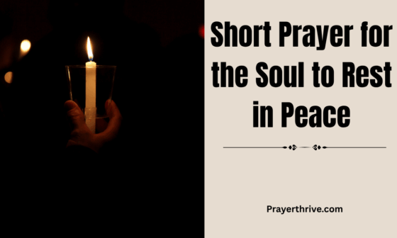 A peaceful candlelight vigil with hands clasped in prayer, reflecting a short prayer for the soul to rest in peace.