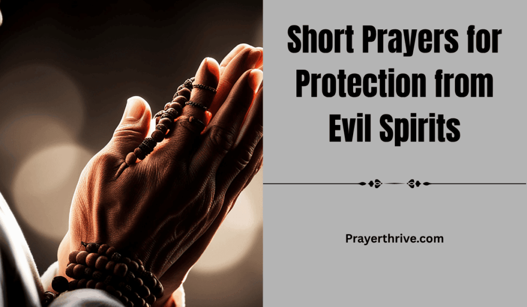 A person praying under soft morning light, seeking peace, safety, and God’s covering through short prayers for protection from evil spirits.