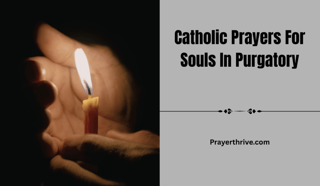 A gentle candlelight scene with hands in prayer, symbolizing Catholic Prayers For Souls In Purgatory.