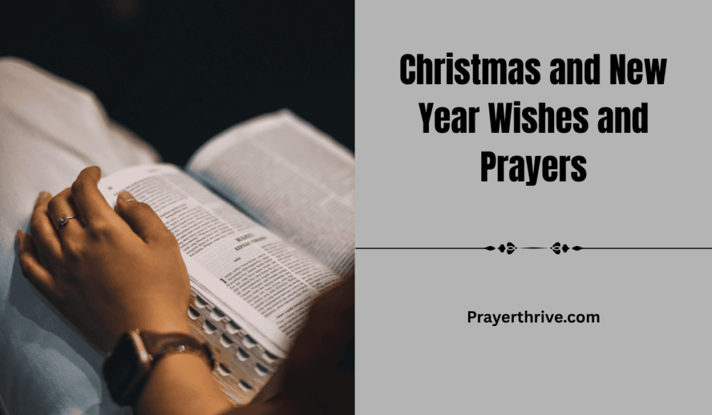 A peaceful scene of a family praying together, reflecting on Christmas and New Year Wishes and Prayers.