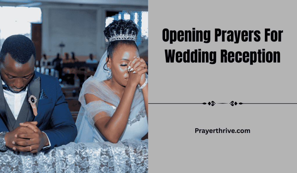 A warm, heartfelt moment of a couple being prayed over, symbolizing Opening Prayers For Wedding Reception.