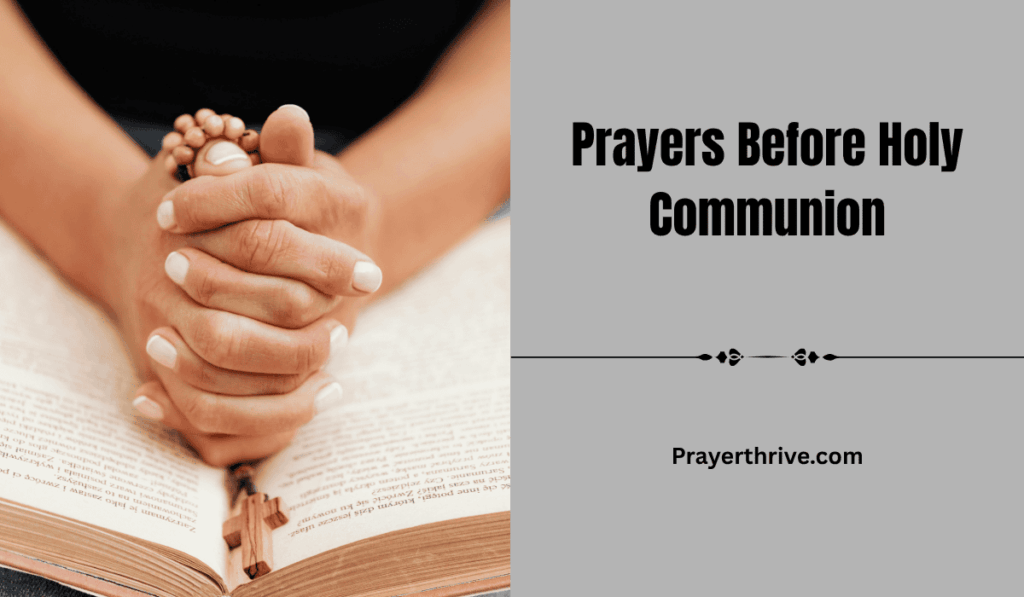 Person praying quietly before receiving Holy Communion, focusing on Prayers Before Holy Communion.
