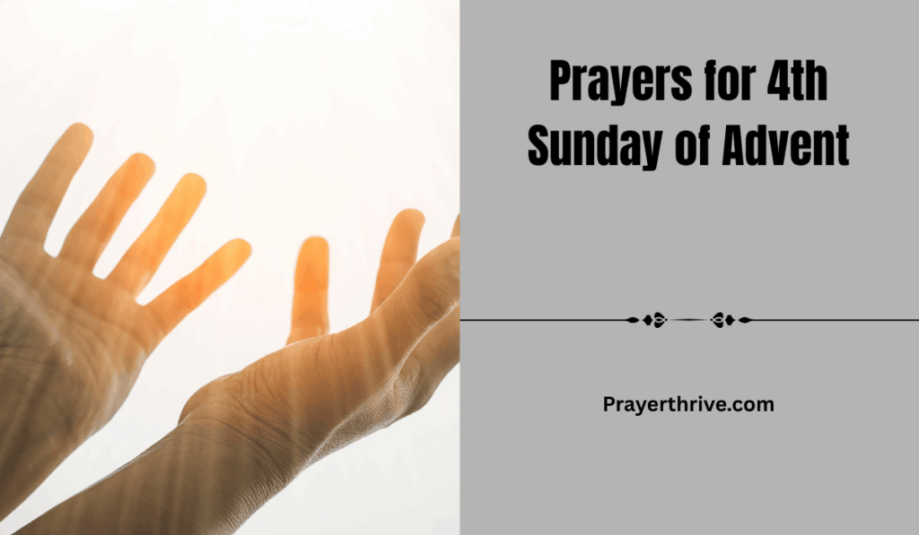 A softly lit Advent wreath with the fourth candle glowing and prayers for 4th Sunday of Advent in mind