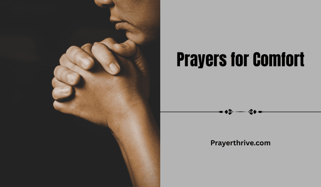 A peaceful scene of hands resting over an open Bible, soft light shining through a window, offering quiet prayers for comfort.