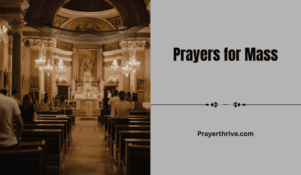 A calm church interior with sunlight streaming in, perfect for Prayers for Mass.