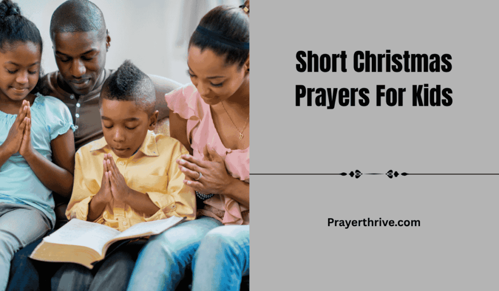 A warm Christmas scene where children pray together with joy and innocence, reflecting Short Christmas Prayers For Kids.